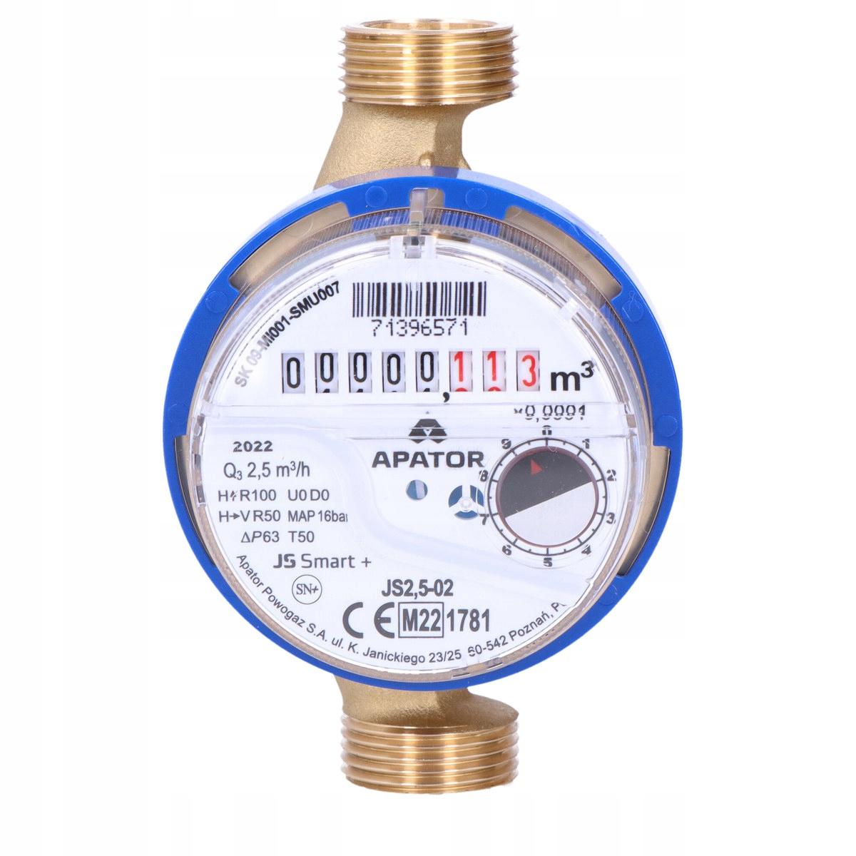 Wodomierz jednostrumieniowy SMART+ JS2,5-02,R100, DN15, zimna woda