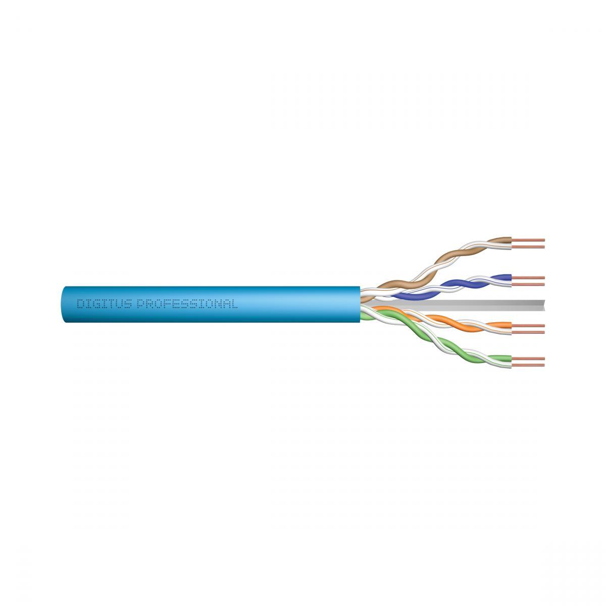 Kabel instalacyjny DIGITUS kat.6A, U/UTP, Dca, AWG 23/1, LSOH, 500m, niebie