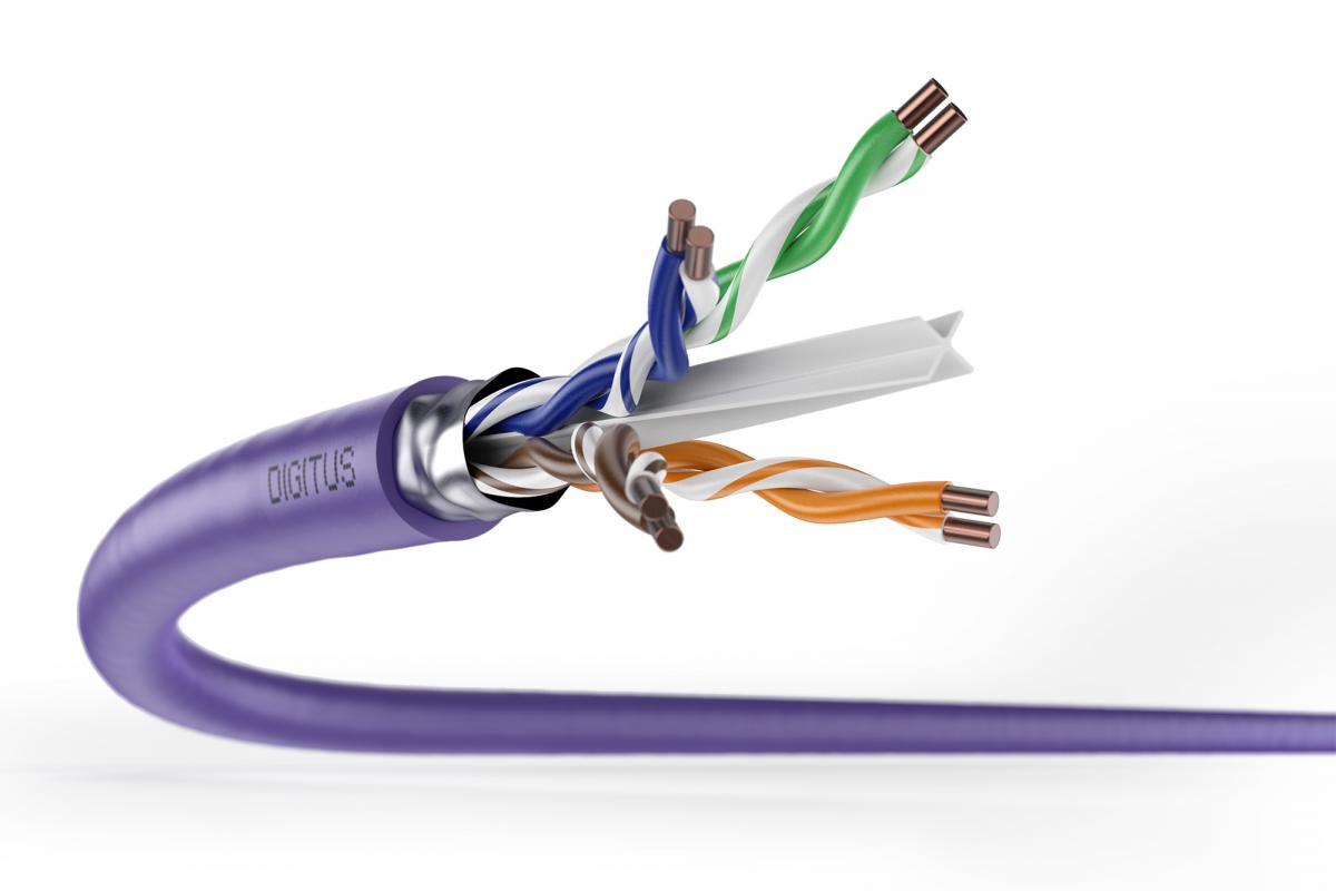 Kabel instalacyjny DIGITUS kat.6, F/UTP, B2ca, AWG 23/1, LSOH, 500m, fiolet