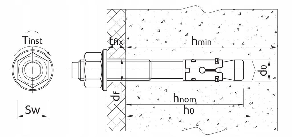 Kotwa opaskowa R-XPT M12x100 mm, Stal węglowa, Ocynk galwaniczny, Opcja 7 O