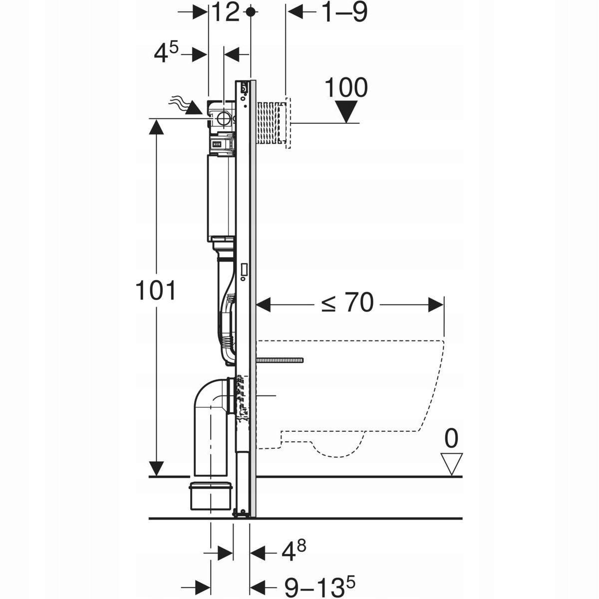 GEBERIT Stelaż podtynkowy Geberit Duofix do WC, Omega 12cm, H112