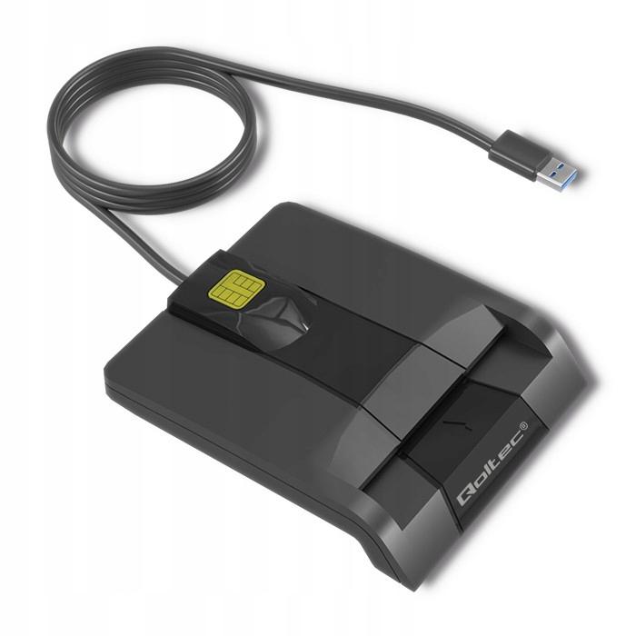 QOLTEC Inteligentny czytnik chipowych kart ID SCR-0634, USB typ C, 50634