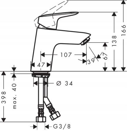 HANSGROHE Bateria umywalkowa HANSGROHE Logis 70 1-uchwytowa chrom