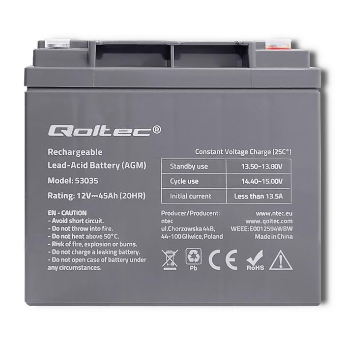 QOLTEC Akumulator AGM 12V 45Ah max. 540A