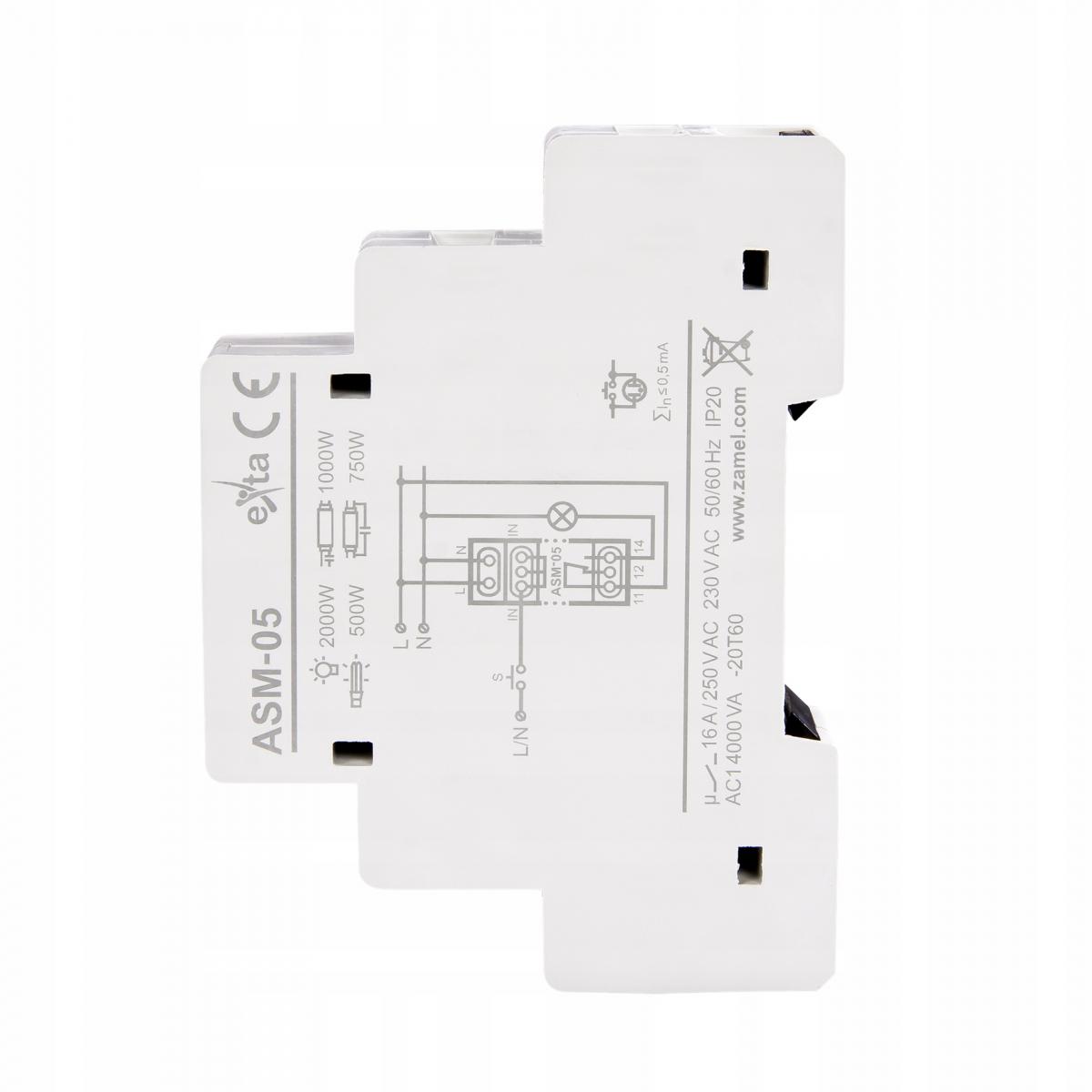 ZAMEL Cyfrowy wielofunkcyjny automat schodowy, 230V AC, 16A ASM-05