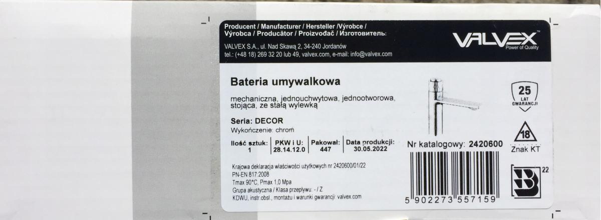 VALVEX DECOR Bateria umywalkowa stojąca