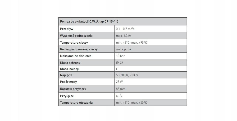 Pompa cyrkulacyjna ONNLINE CP 15-1,5 - 1/2 - 85mm 48h