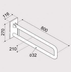 EKOTECH Poręcz podnoszona Ergoplus 80 cm do WC 48h