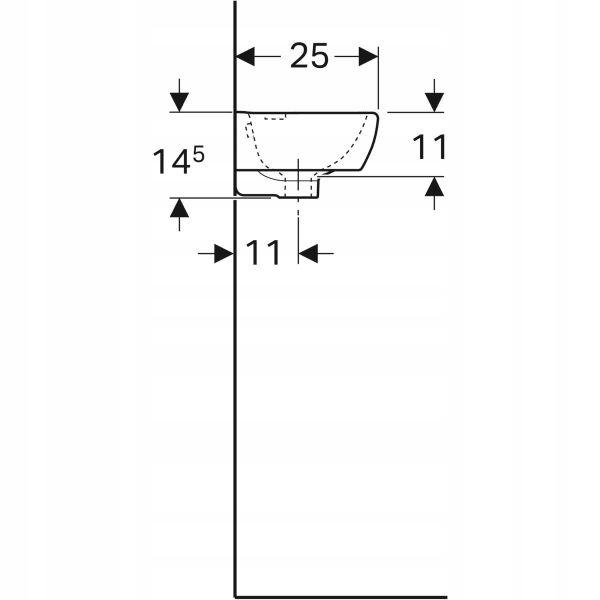 Umywalka kompaktowa Selnova Compact B45 cm, H14.5 cm, T25 cm, krótka, z pow