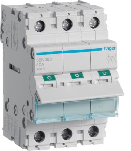 HAGER Modułowy rozłącznik izolacyjny 3P 80A 400V