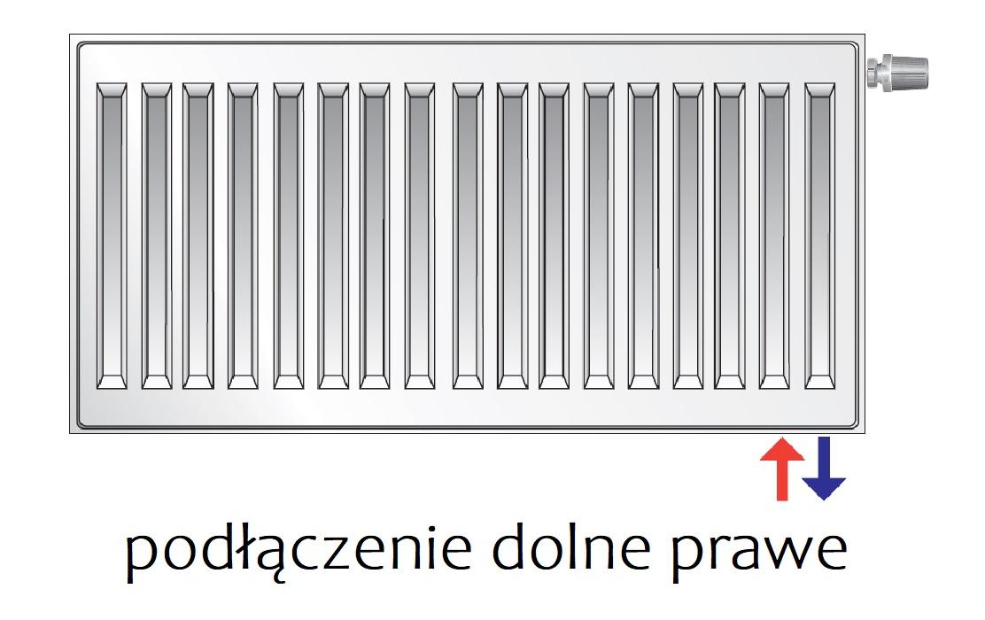 Polski grzejnik stalowy PURMO CV11 300x900 DOLNY PRAWY GRAFIT SZARY R 7024