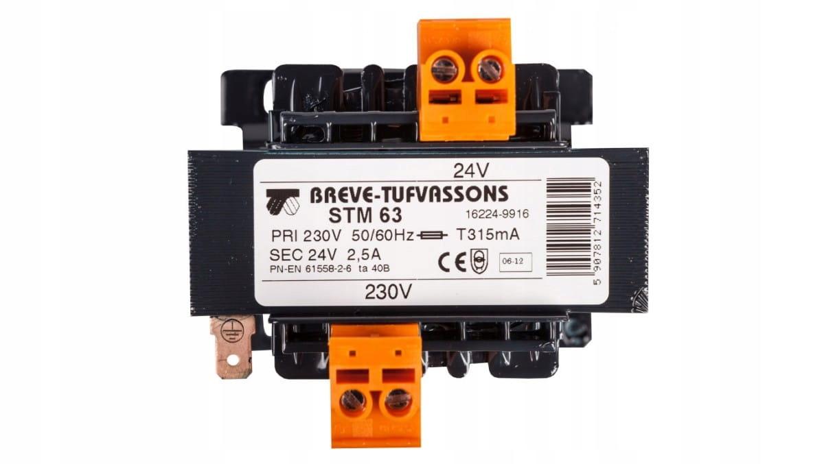 Transformator jednofazowy STM 63VA 230/24V IP00 separacyjny lub bezpieczeńs