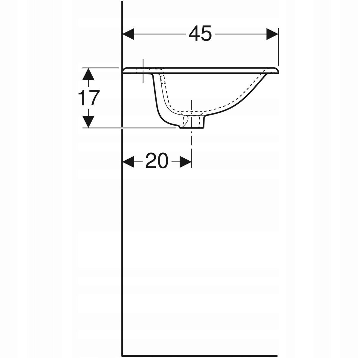Umywalka Selnova Square wpuszczana w blat, B55 cm, H17 cm, T45 cm, z przele