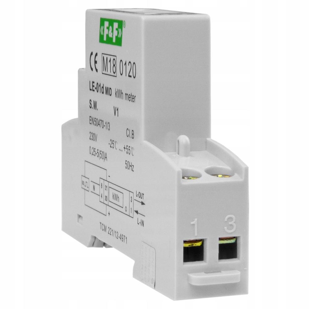 Licznik energii elektrycznej LE-01d - jednofazowy, wyświetlacz LCD, kl.1, 5