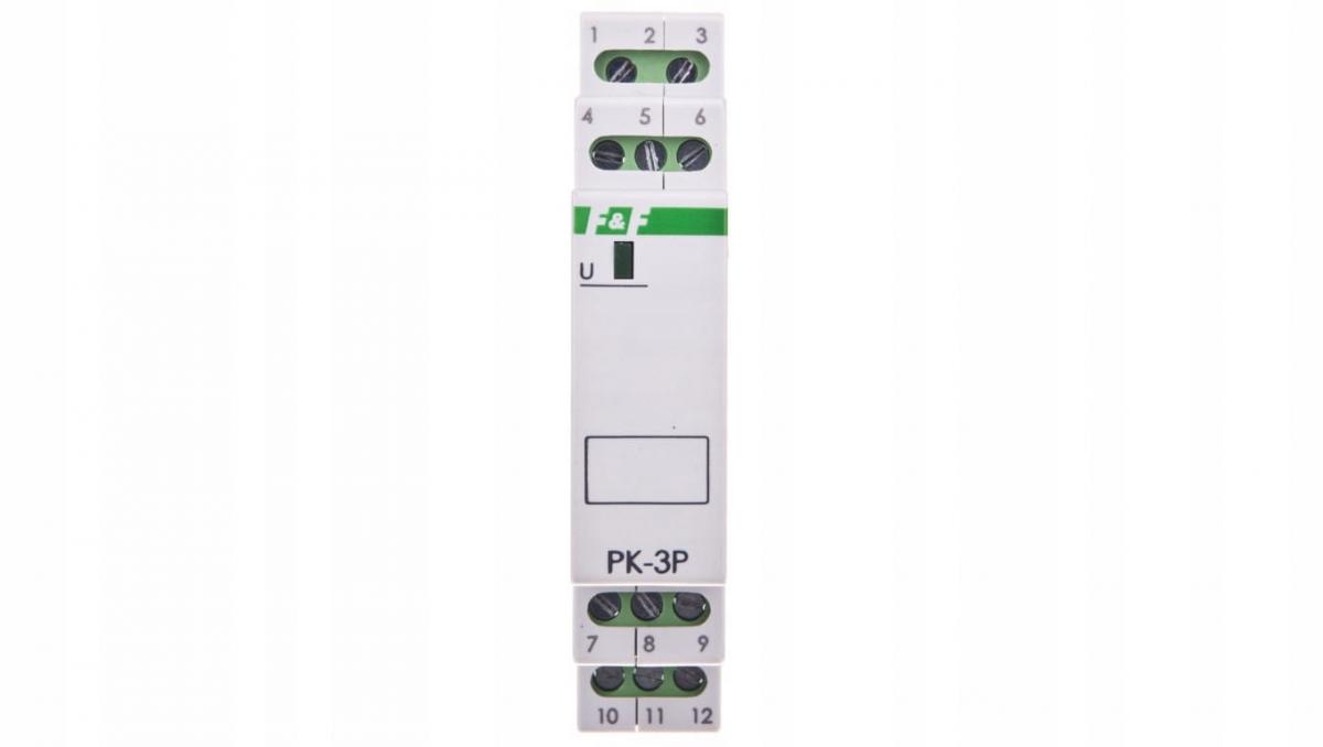 F&F Przekaźnik elektromagnetyczny PK-3P 12V AC/DC, styk: 3P I=3x8A, 1 moduł