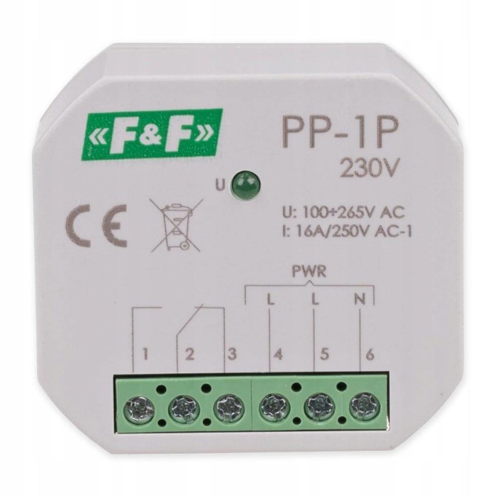 F&F Przekaźnik elektromagnetyczny, 1P 16A, montaż podtynkowy,U=230V PP-1P