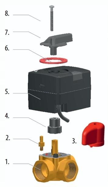 Zawór mieszający MIX M 4-25 kv 12 z siłownikiem SL 10-230 / 120s / ONNLINE