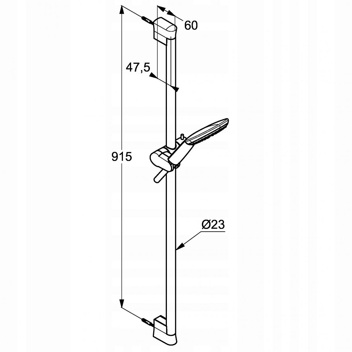 Zestaw prysznicowy KLUDI FRESHLINE 900mm chrom pręt ścienny + rączka + wąż
