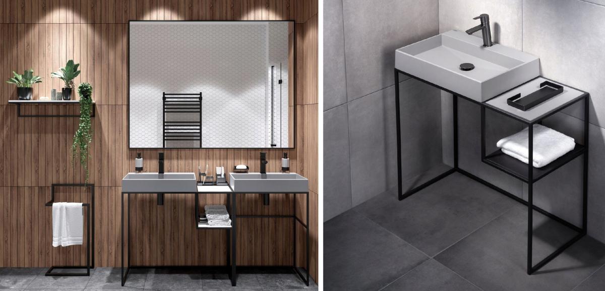 DEANTE Umywalka granitowa nablatowa - 60x40 cm Correo, antracyt metalik