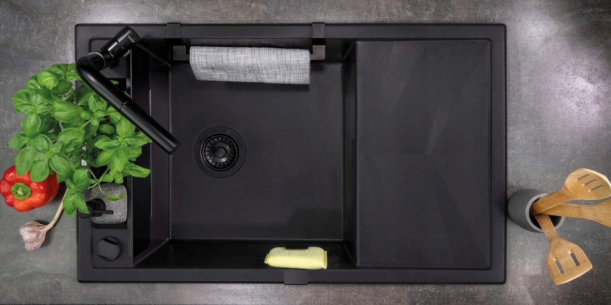 DEANTE Bateria kuchenna z wyciąganą wylewką Silia, nero