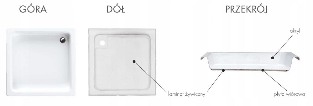 Brodzik kompozytowy Stabilsound Plus 90x120x5 / 3 cm prostokątny Corrina