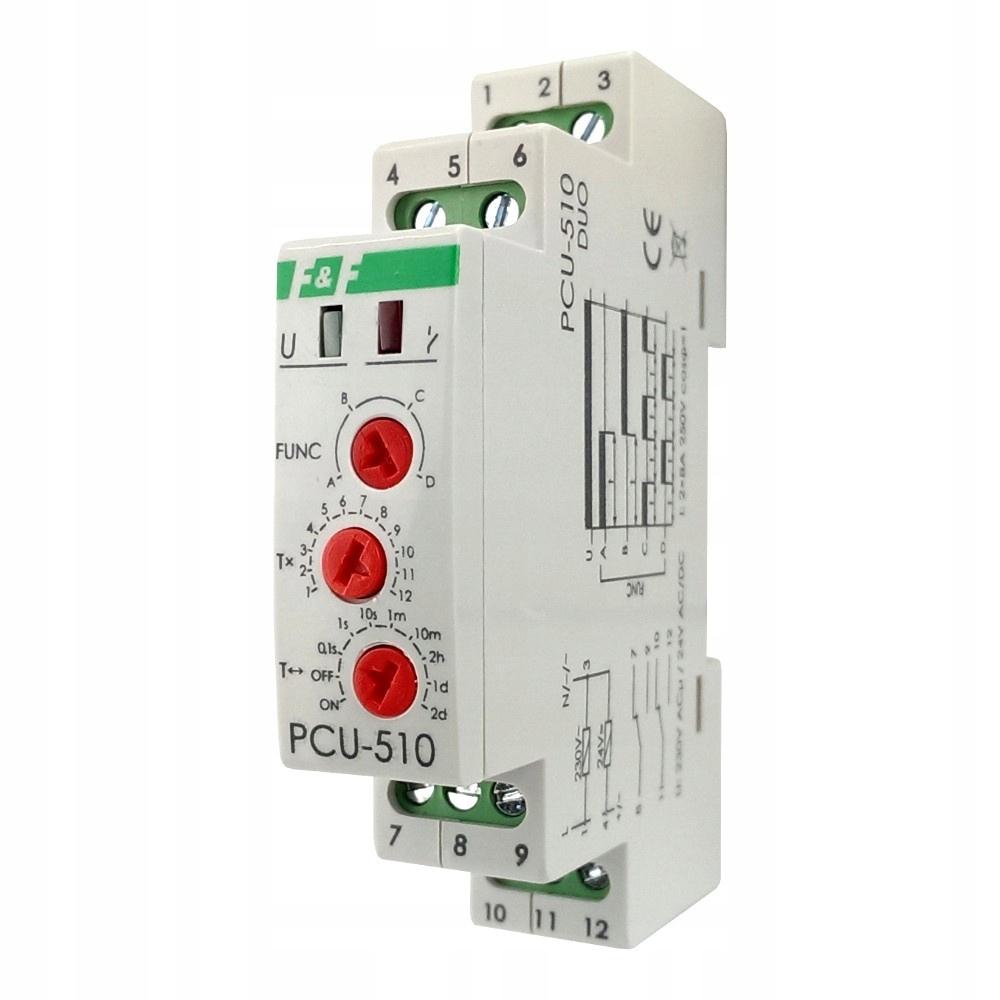 Przekaźnik czasowy PCU-510DUO, napięcie zasilania 230VAC, 24VAC/DC, 2×NO/NC