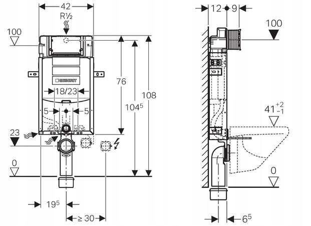 Stelaż do WC GEBERIT Kombifix Super Sigma (UP320) 420 x 120 x 1080 mm