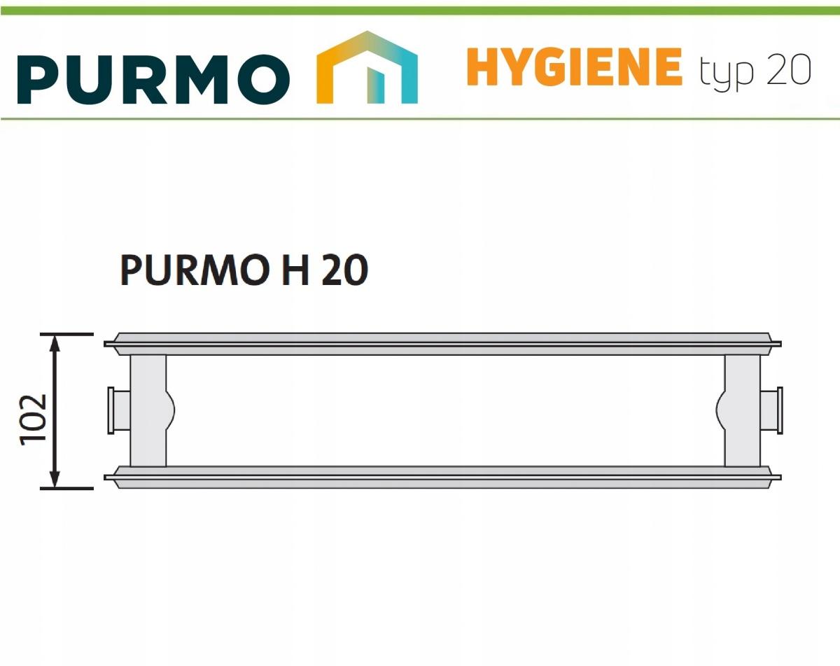 Polski grzejnik stalowy PURMO H 600x900 HIGIENICZNY moc:977 BOCZNY C 20 48h