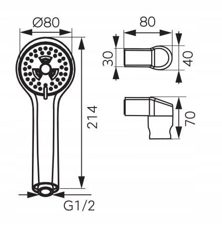 Zestaw prysznicowy Sole 3-Funkcyjny punktowy, chrom