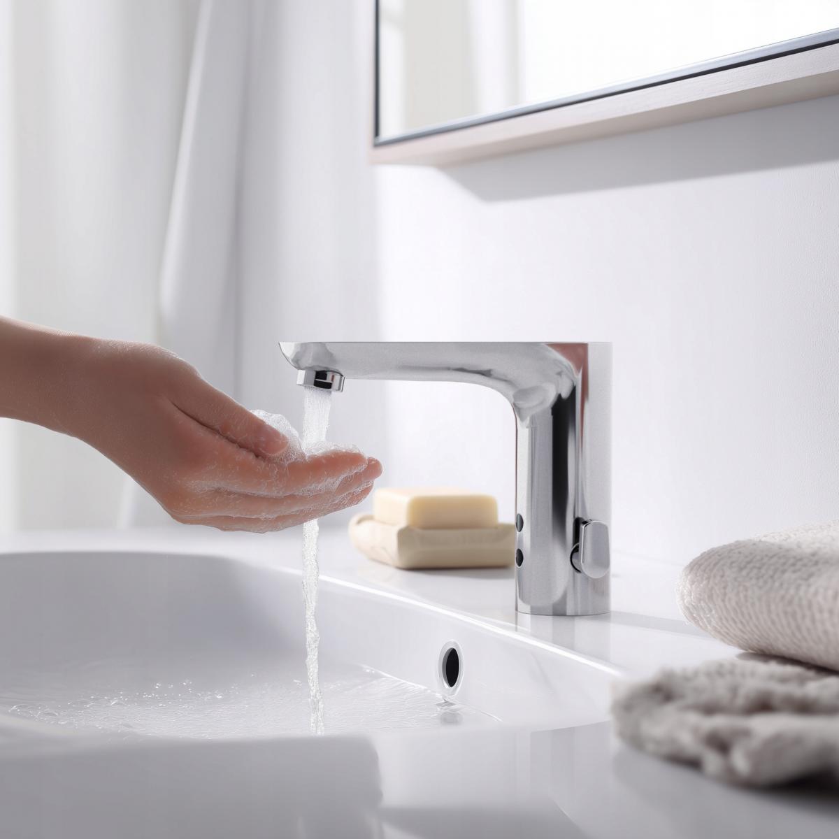 Bateria umywalkowa stojąca Invena Smart Flow srebrny