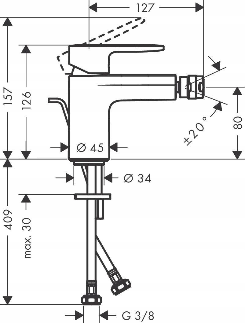 Bateria bidetowa stojąca HANSGROHE Vernis Shape 1-uchw 1-otw. czarna matowa