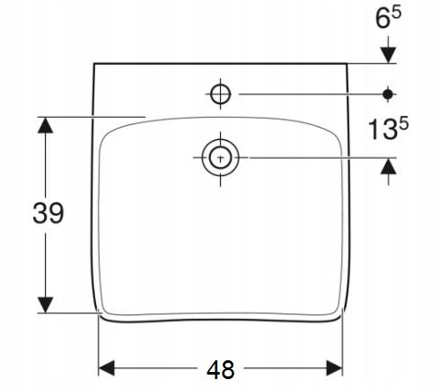 Umywalka Selnova Comfort B55 cm, H15 cm, T55 cm, bez przelewu, z otworem na