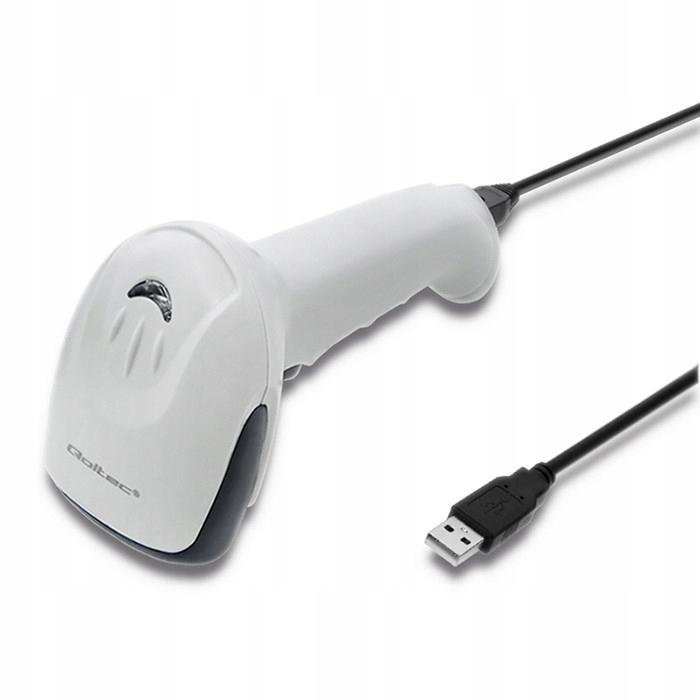 QOLTEC Laserowy czytnik kodów kreskowych 1D, CCD, USB, Biały, 50865