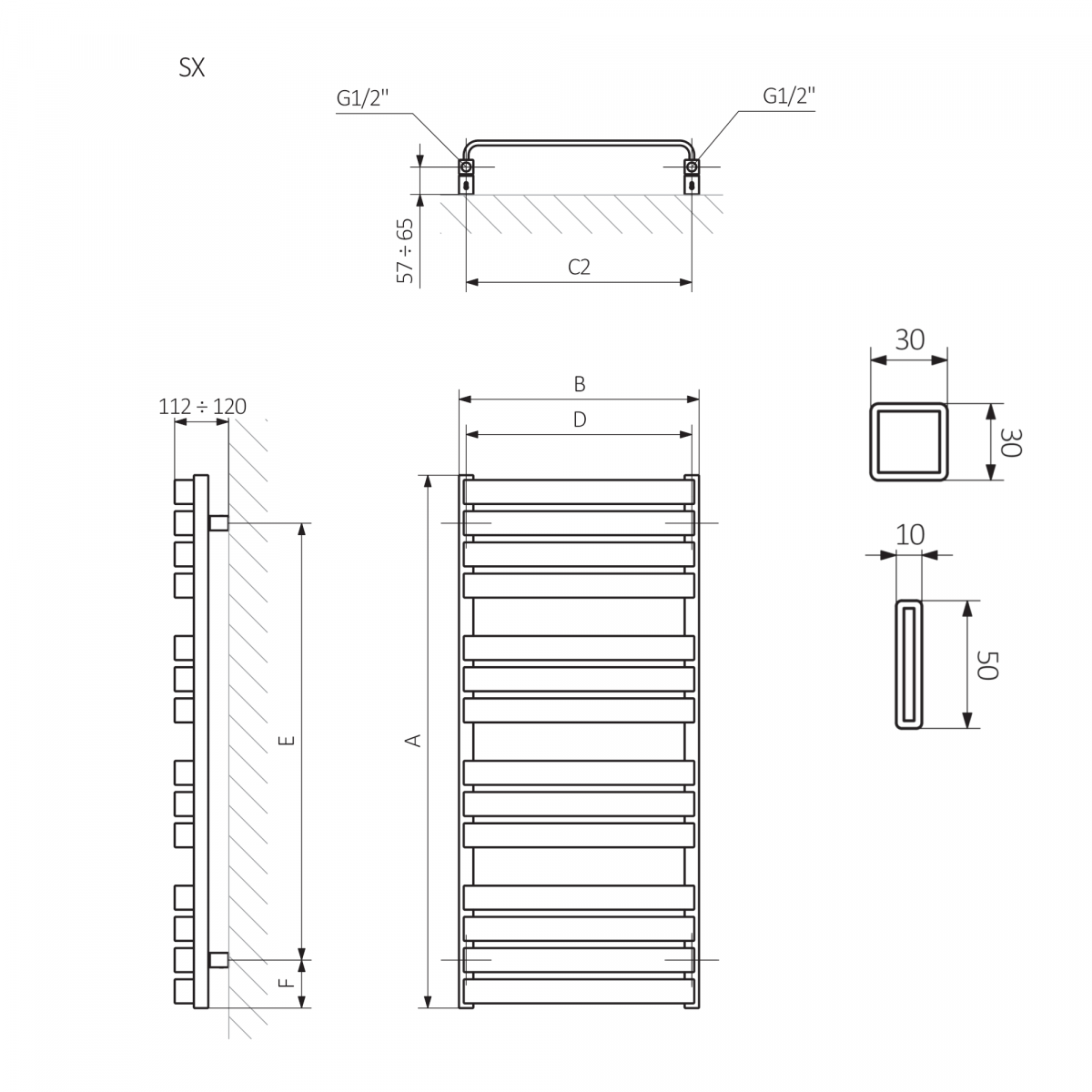 Grzejnik łazienkowy TERMA WARP T 1695x500 846W 48h