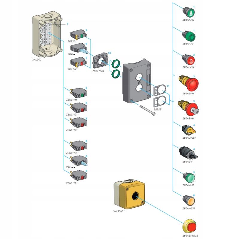SCHNEIDER ELECTRIC Kasetka na jeden przycisk, pokrywa żółta XALK01