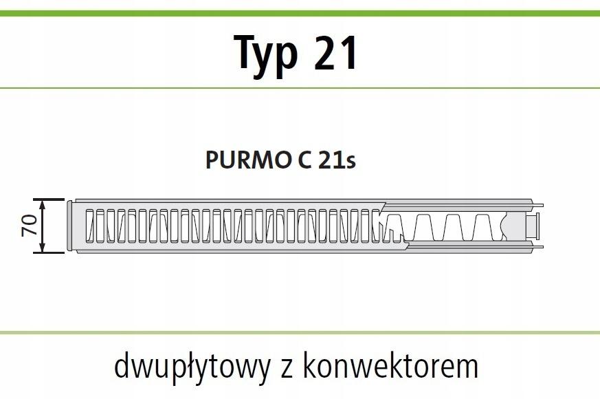 Grzejnik stalowy PURMO C 21 500x500  boczny 48h