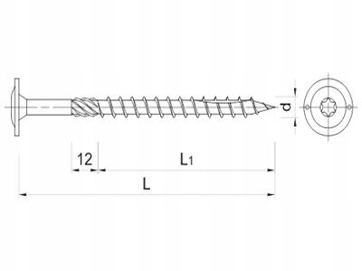 CS Wkręt konstrukcyjny do drewna 8,0x180mm łeb podkładkowy, TX [OP 50]