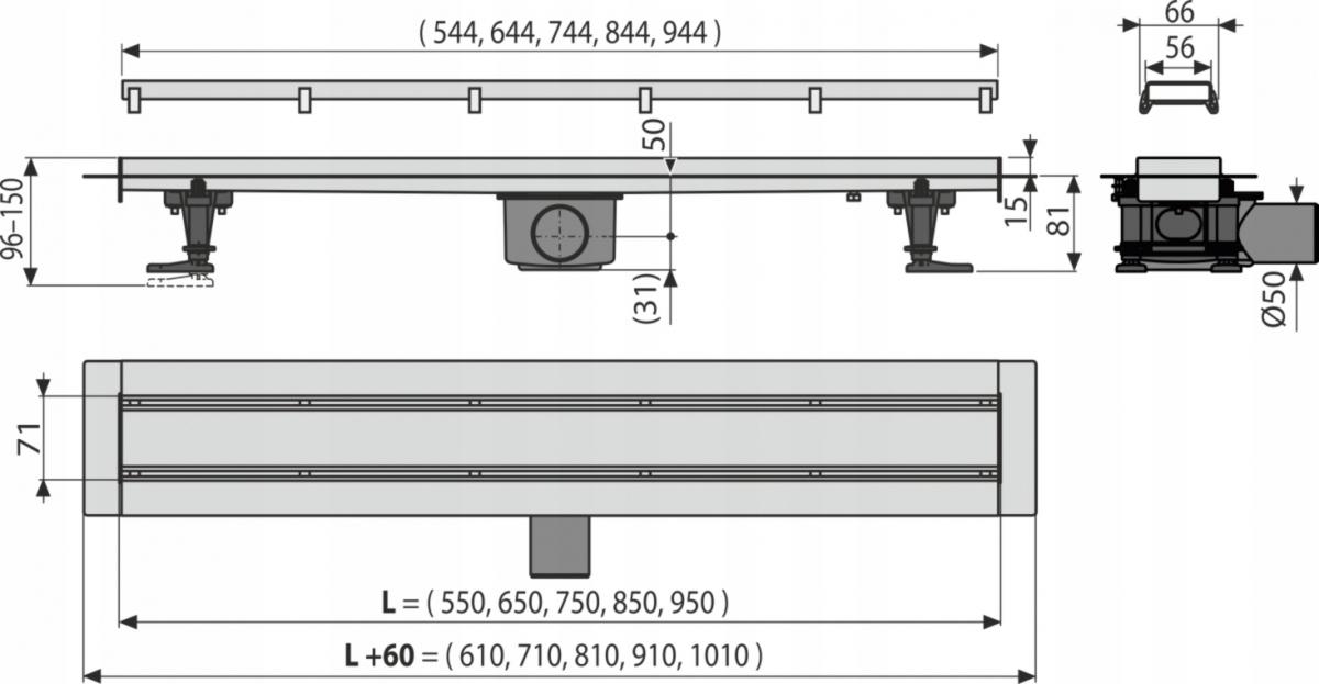 Odpływ liniowy ALCADRAIN Fit and Go 750 mm
