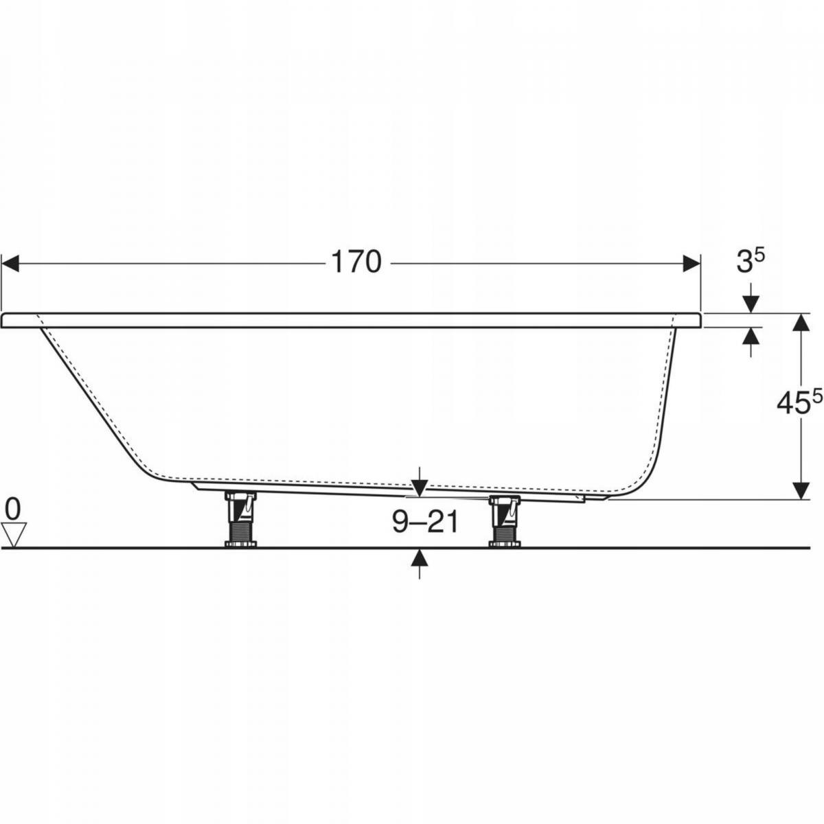 GEBERIT Wanna prostokątna Perfect 170x75 cm
