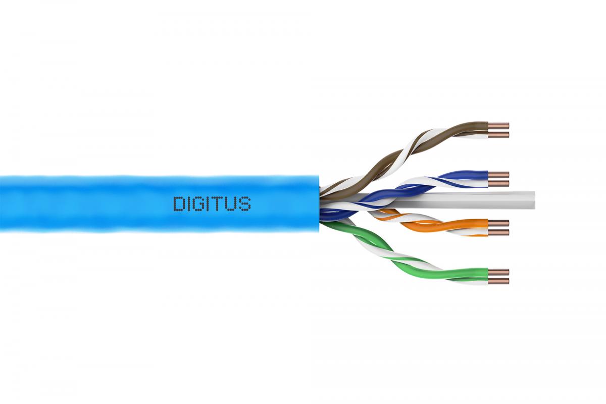 Kabel instalacyjny DIGITUS kat.6A, U/UTP, Dca, AWG 23/1, LSOH, 500m, niebie