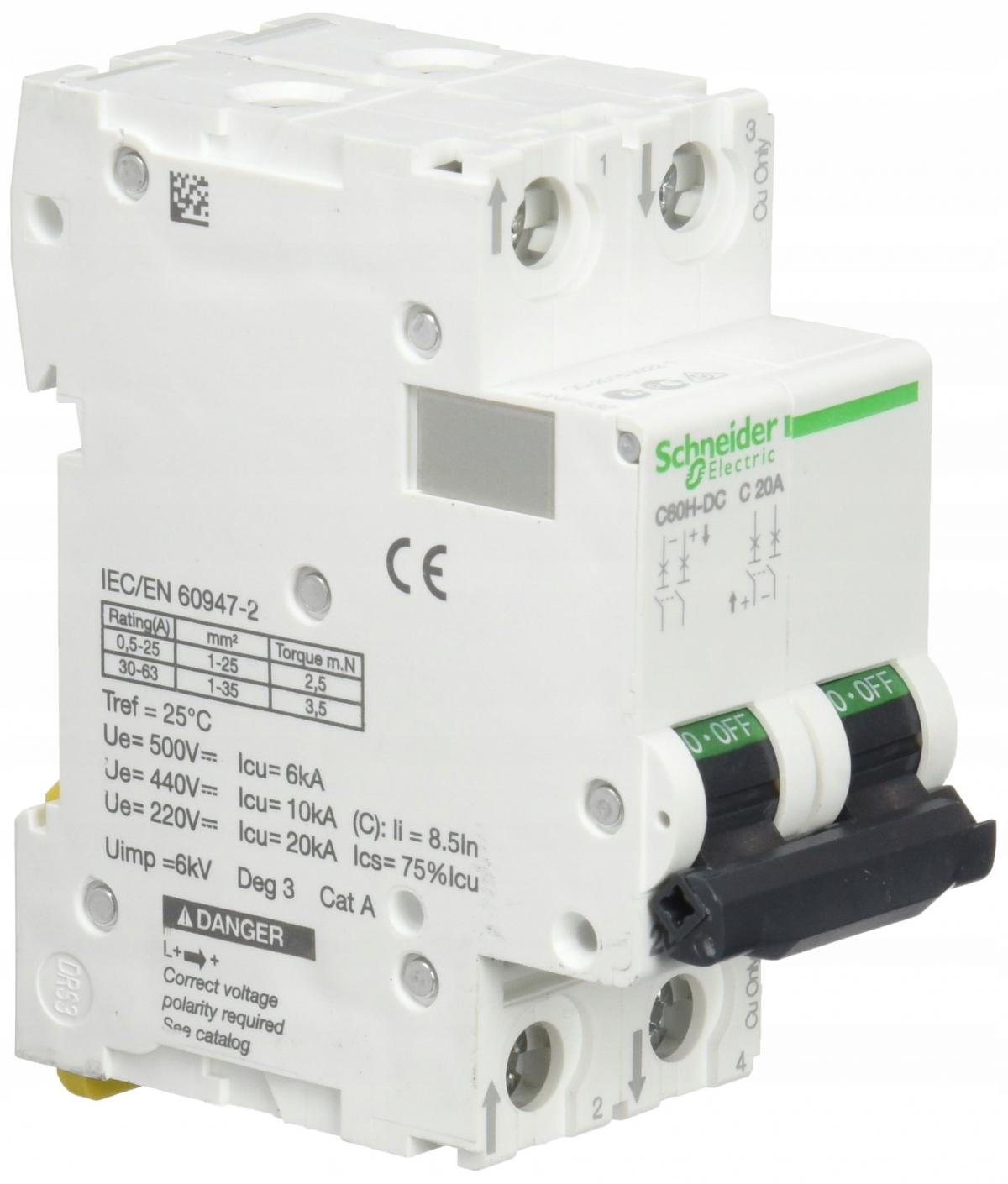 SCHNEIDER ELECTRIC Wyłącznik nadprądowy C60H-DC-C20-2 C 20A 2-biegunowy