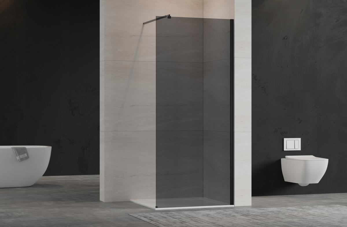 INVENA KABINA WALK-IN II TREND 100X200CM GRAFIT 8MM SHINY-GLASS CZARNY