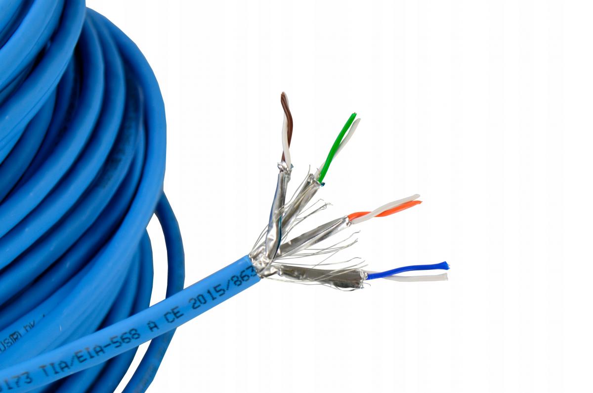 Kabel S/FTP kat. 6A 500m (szpula) LS0H drut niebieski CPR: Eca