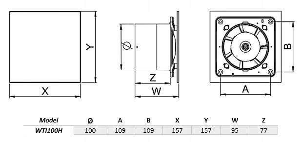 AWENTA Wentylator wyciag.TRAX WTI100H - HIGROSTAT