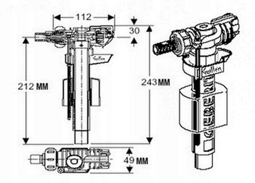 GEBERIT Zawór napełniający Typ 383 do spłuczek natynkowych