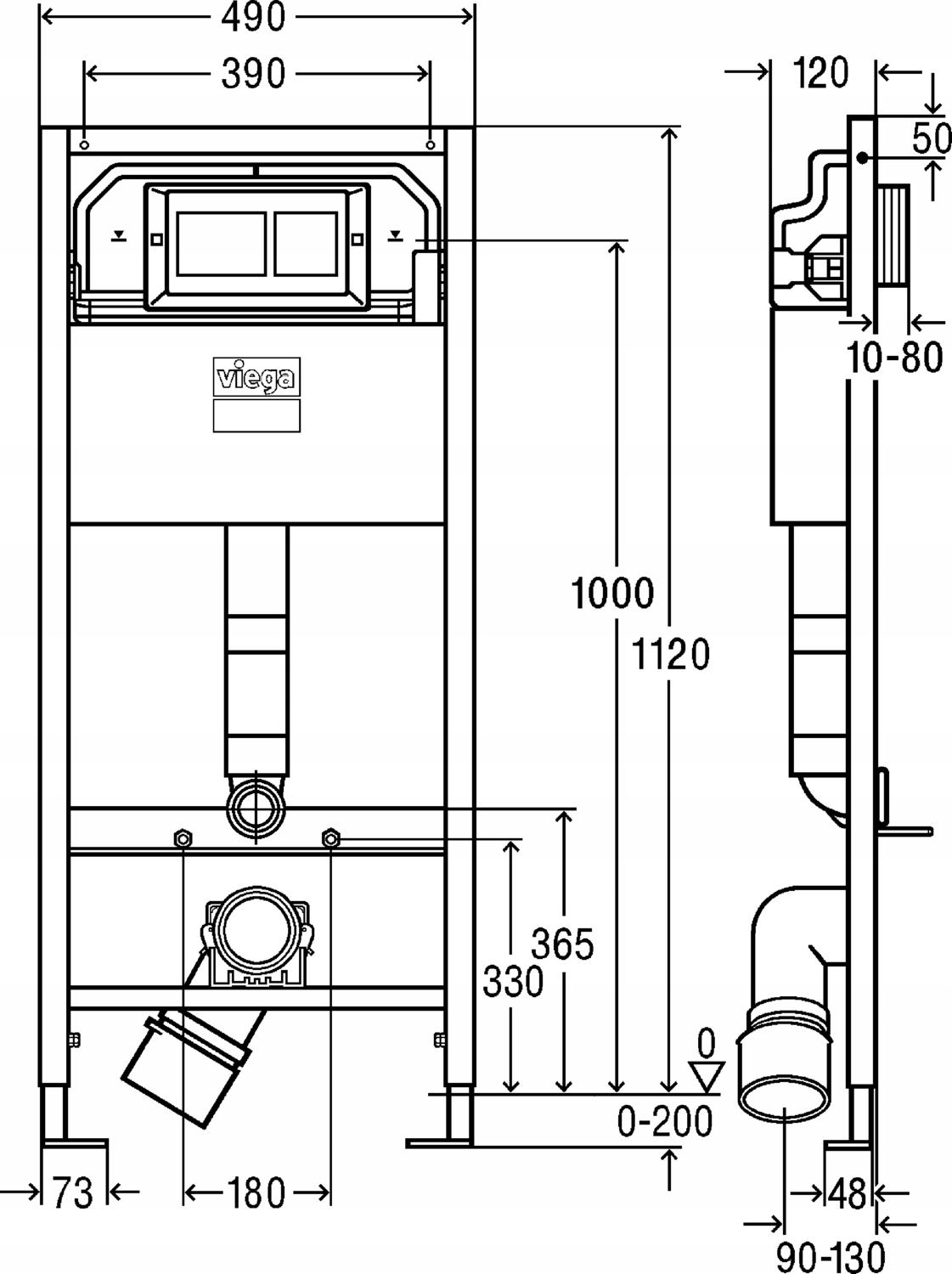 Stelaż do WC VIEGA Prevista Dry 8524 Stelaż + mocowanie + przycisk