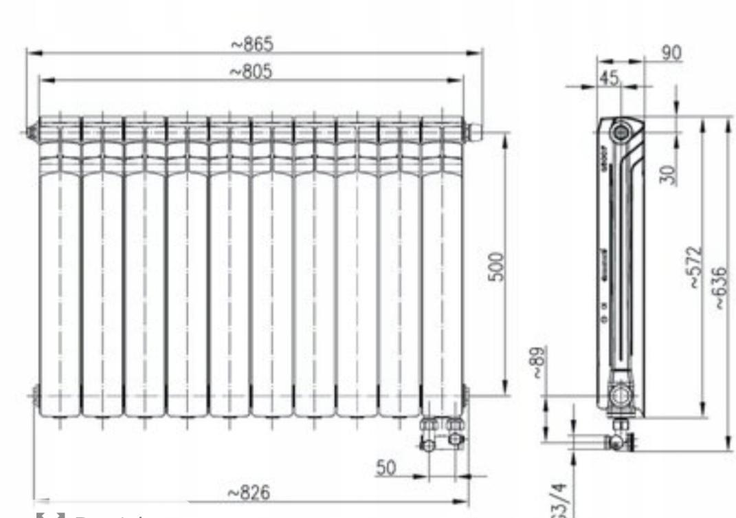 Grzejnik G 500 F 1120 W 805 x 573 x 90 mm