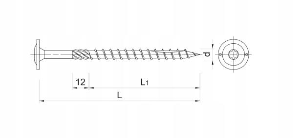 CS Wkręt konstrukcyjny do drewna 8,0x320mm łeb podkładkowy, TX [OP 50]