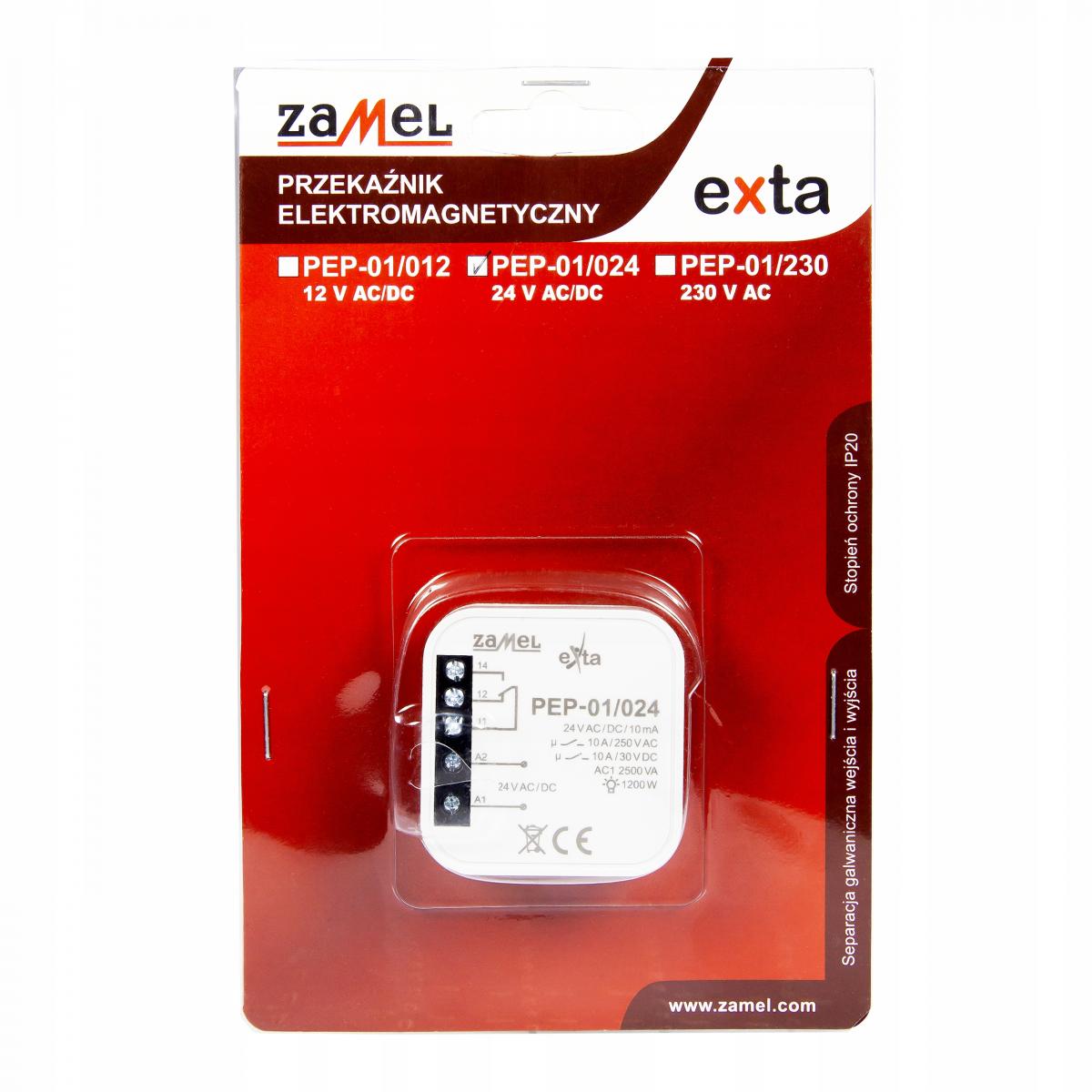 ZAMEL Przekaźnik elektromagnetyczny dopuszczalny 24VAC/DC, 10A PEP-01/024