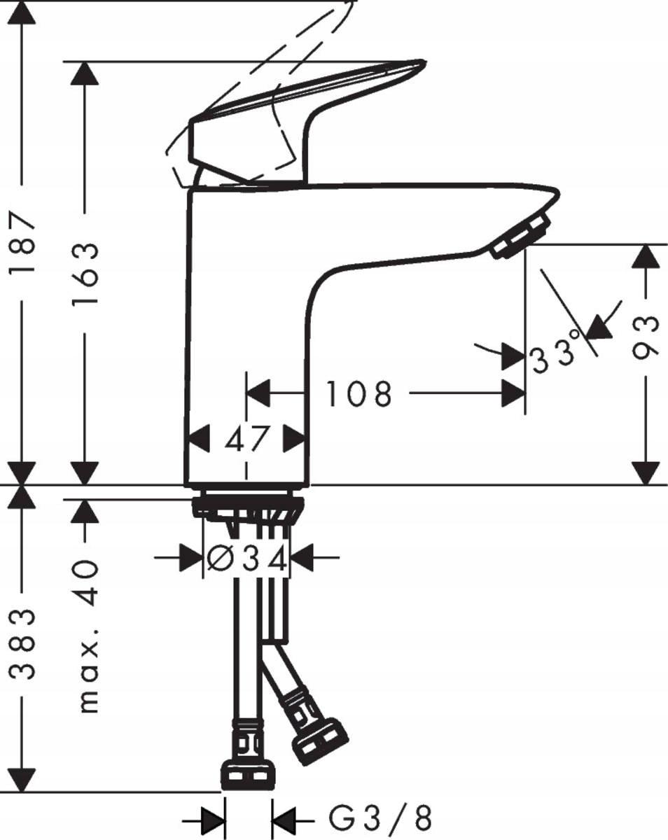 Bateria umywalkowa HANSGROHE Logis 100 1-uchwytowa 1-otworowa chrom